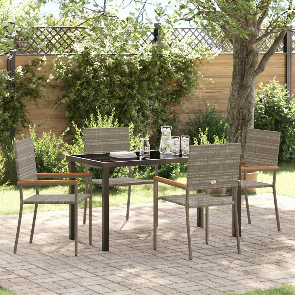 Garten Essgruppe mit Kissen 5 pcs Grau Poly-Rattan