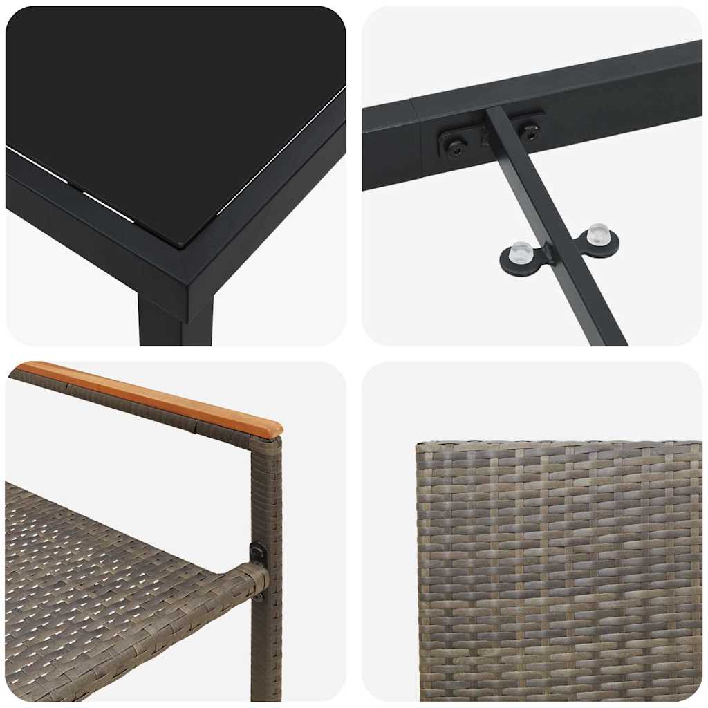 Garten Essgruppe mit Kissen 9 pcs Grau Poly-Rattan