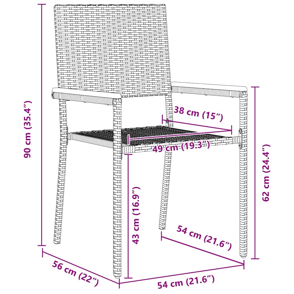 Garten Essgruppe mit Kissen 9 pcs Grau Poly-Rattan