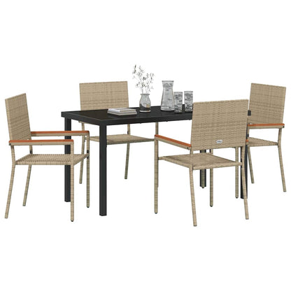Garten Essgruppe mit Kissen 5 pcs Beige Poly-Rattan