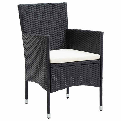 vidaXL Garten Essgruppe mit Kissen 5 pcs Schwarz Poly-Rattan