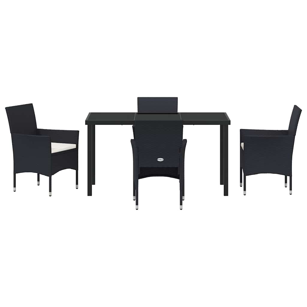 vidaXL Garten Essgruppe mit Kissen 5 pcs Schwarz Poly-Rattan