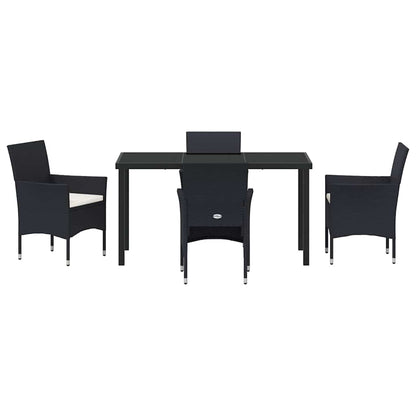 vidaXL Garten Essgruppe mit Kissen 5 pcs Schwarz Poly-Rattan