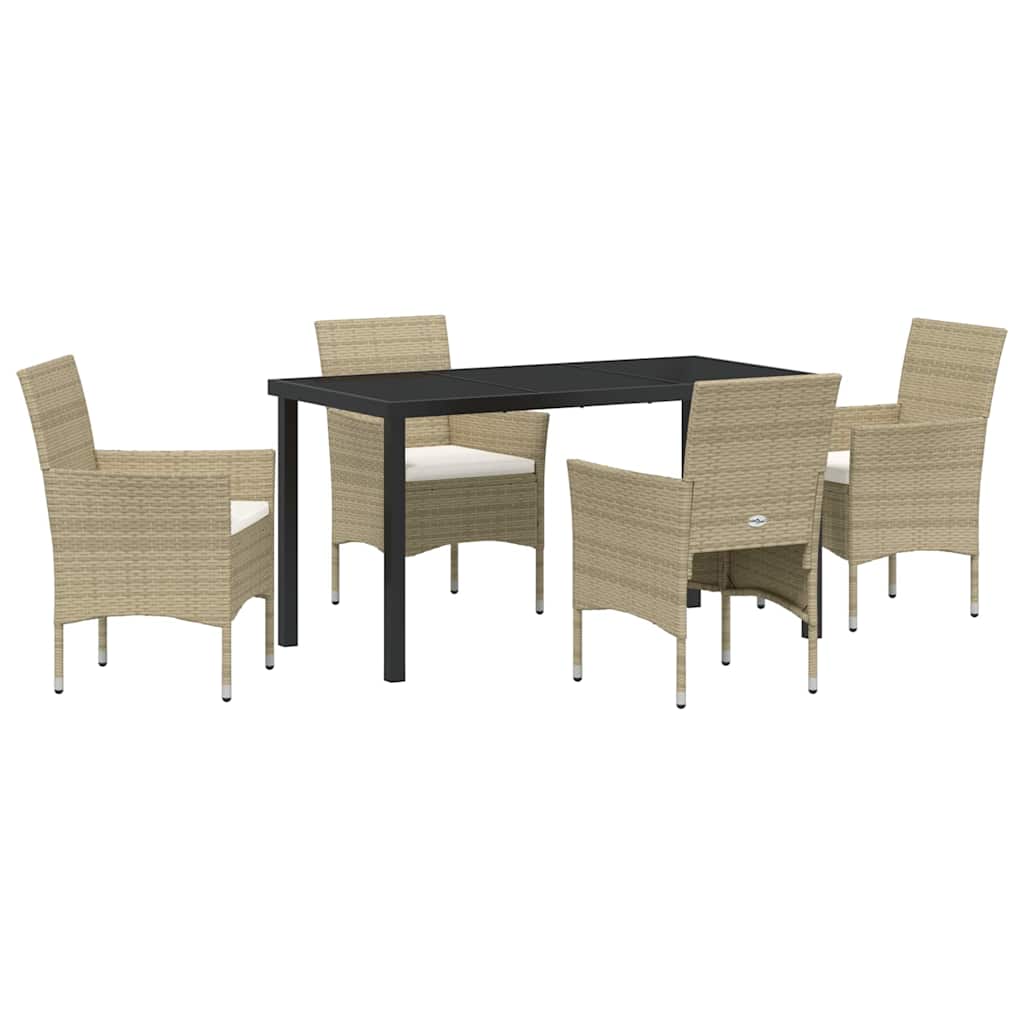 Garten Essgruppe mit Kissen 5 pcs Beige Poly-Rattan