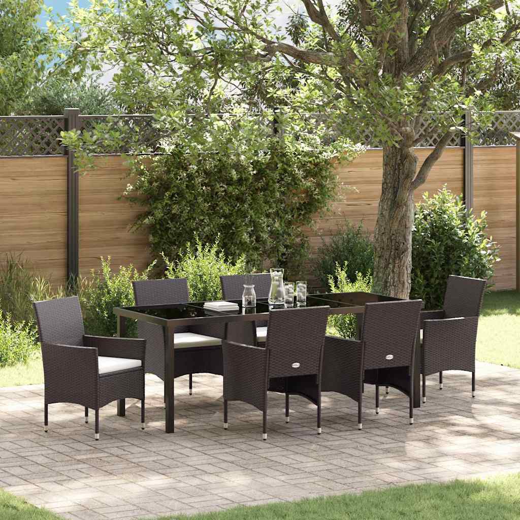 Garten Essgruppe mit Kissen 7 pcs Braun Poly-Rattan