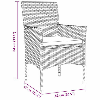 Garten Essgruppe mit Kissen 7 pcs Braun Poly-Rattan