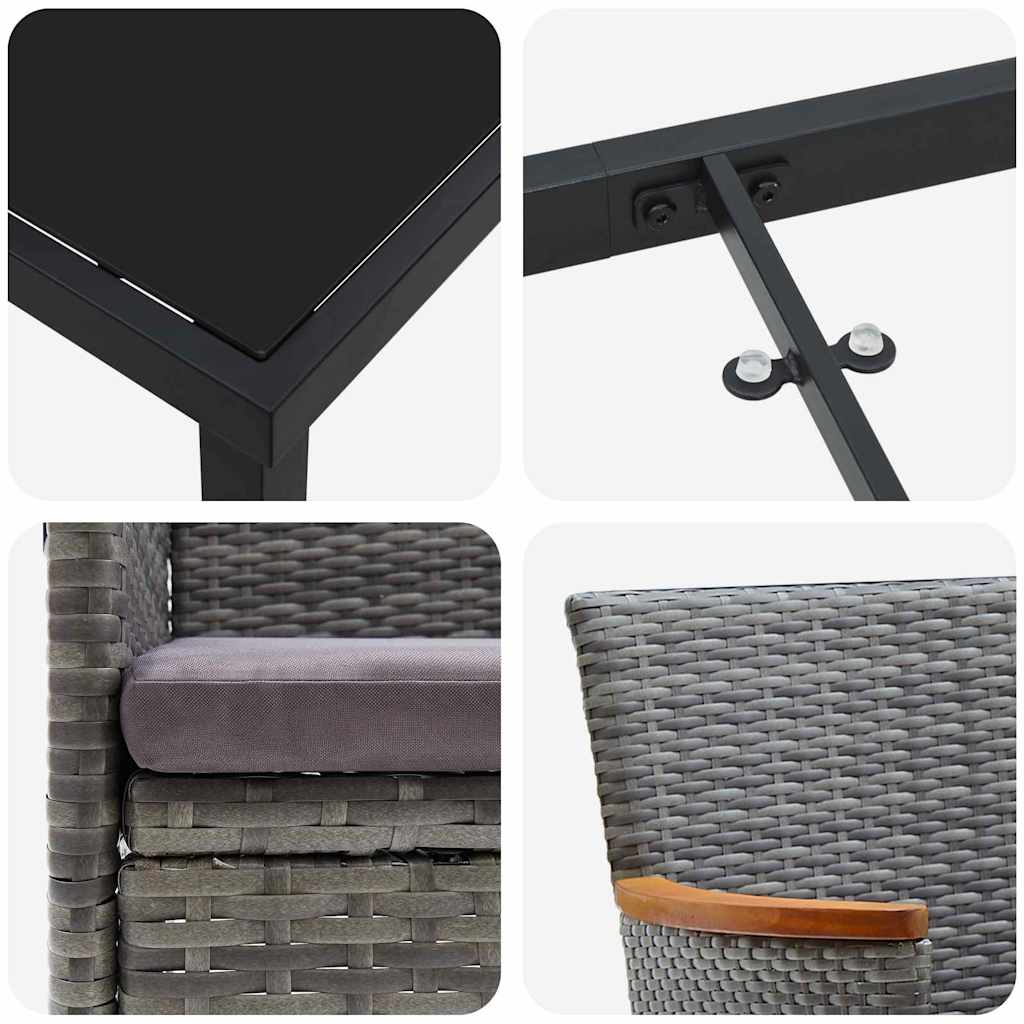 Garten Essgruppe mit Kissen 5 pcs Grau Poly-Rattan