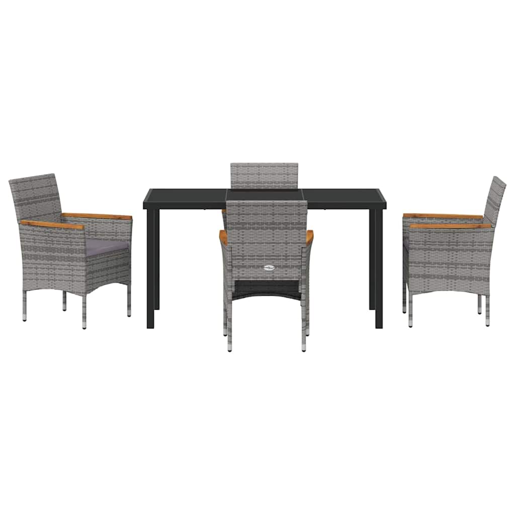 Garten Essgruppe mit Kissen 5 pcs Grau Poly-Rattan