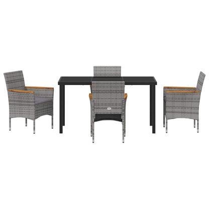 Garten Essgruppe mit Kissen 5 pcs Grau Poly-Rattan