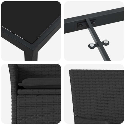 Garten Essgruppe mit Kissen 5 pcs Schwarz Poly-Rattan