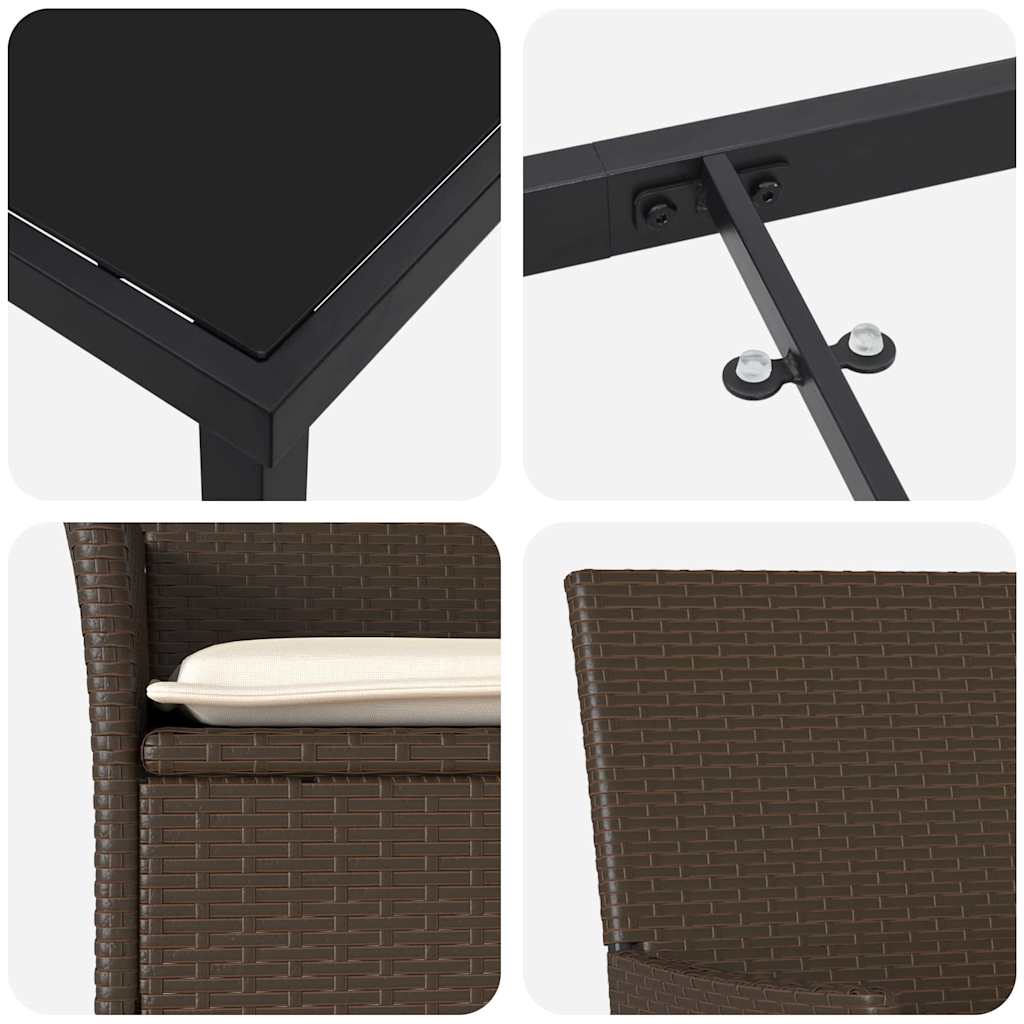 Garten Essgruppe mit Kissen 9 pcs Braun Poly-Rattan