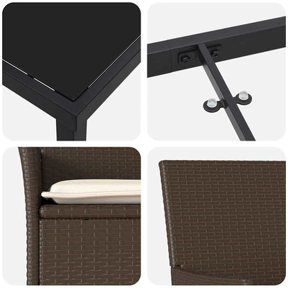 Garten Essgruppe mit Kissen 9 pcs Braun Poly-Rattan