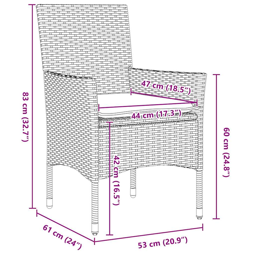Garten Essgruppe mit Kissen 9 pcs Braun Poly-Rattan