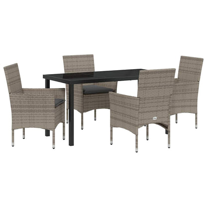 Garten Essgruppe mit Kissen 5 pcs Grau Poly-Rattan