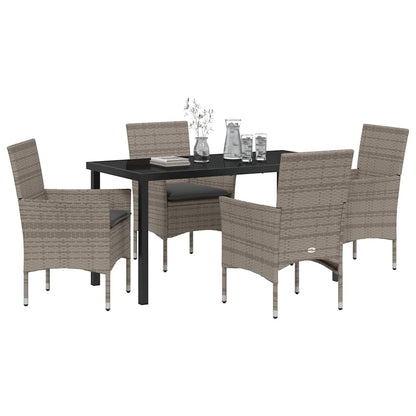Garten Essgruppe mit Kissen 5 pcs Grau Poly-Rattan