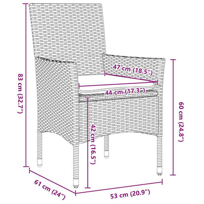 Garten Essgruppe mit Kissen 5 pcs Grau Poly-Rattan