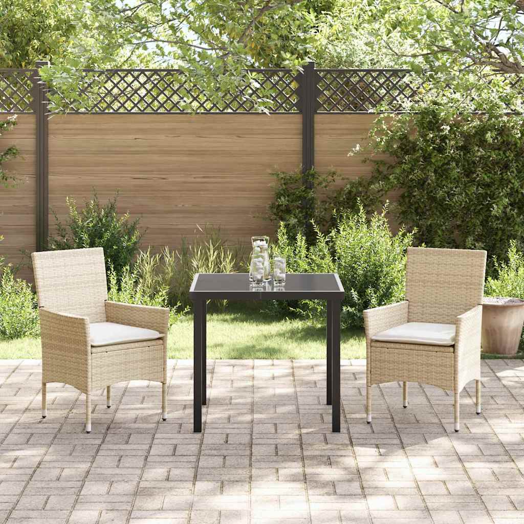 vidaXL Salon de jardin avec coussins 3 pcs Beige Résine tressée