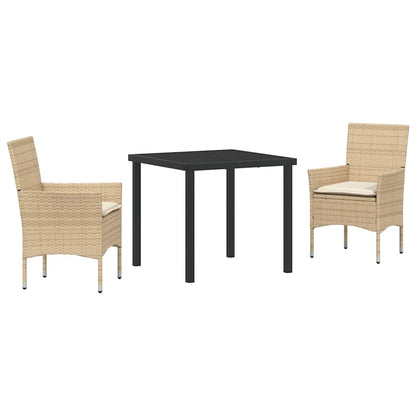 vidaXL Salon de jardin avec coussins 3 pcs Beige Résine tressée