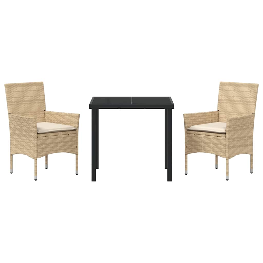 vidaXL Salon de jardin avec coussins 3 pcs Beige Résine tressée