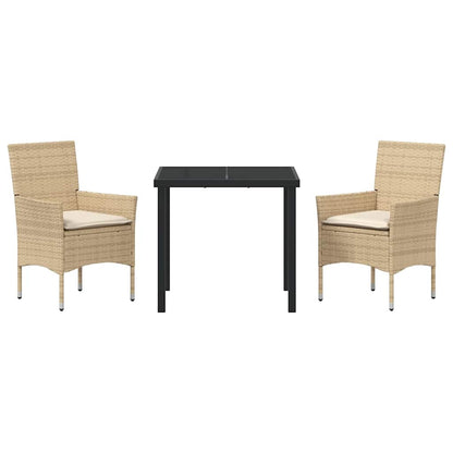 vidaXL Salon de jardin avec coussins 3 pcs Beige Résine tressée