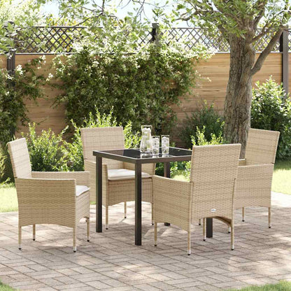 vidaXL Mobilier de jardin avec coussins 5 pcs Beige Résine tressée