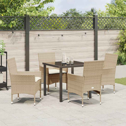 vidaXL Mobilier de jardin avec coussins 5 pcs Beige Résine tressée