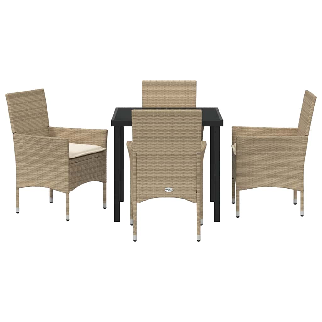 vidaXL Mobilier de jardin avec coussins 5 pcs Beige Résine tressée