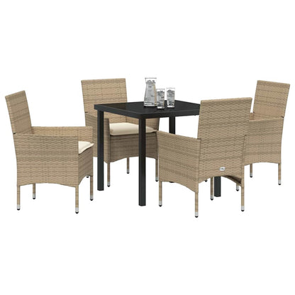 vidaXL Mobilier de jardin avec coussins 5 pcs Beige Résine tressée