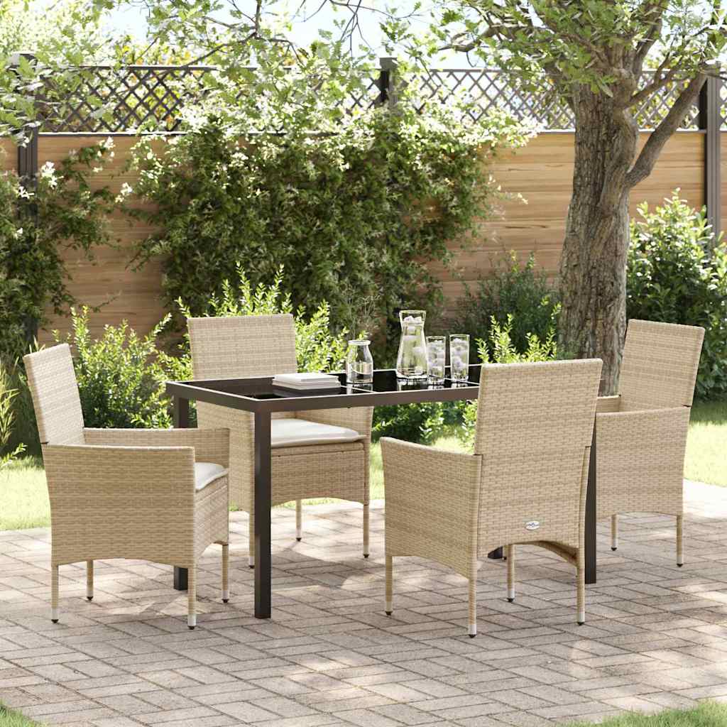 vidaXL Mobilier de jardin avec coussins 5 pcs Beige Résine tressée
