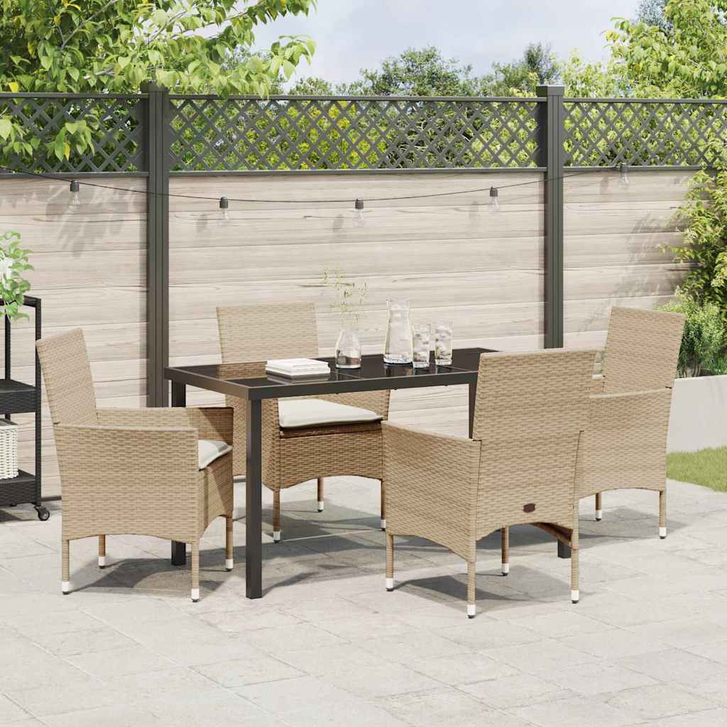 vidaXL Mobilier de jardin avec coussins 5 pcs Beige Résine tressée