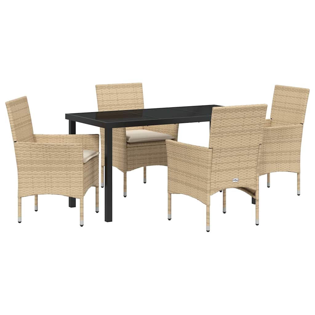 vidaXL Mobilier de jardin avec coussins 5 pcs Beige Résine tressée