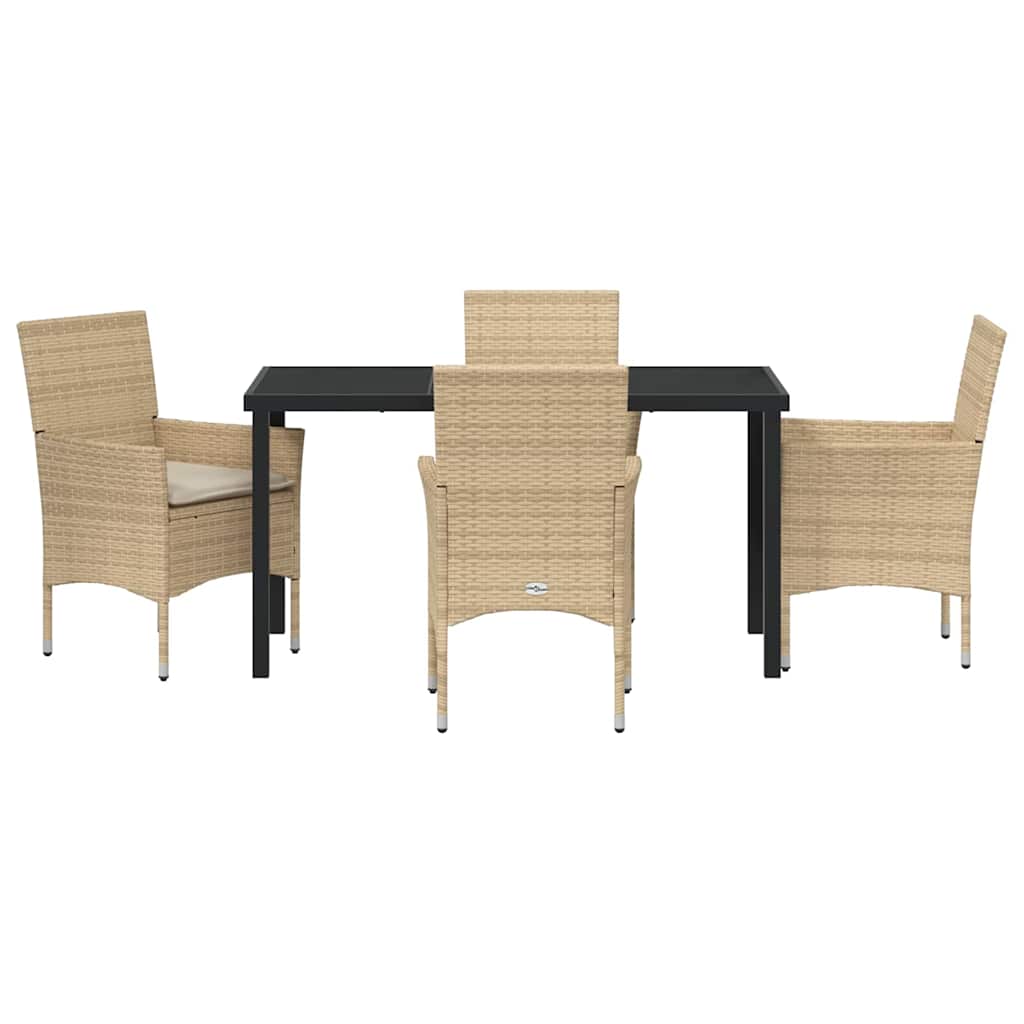vidaXL Mobilier de jardin avec coussins 5 pcs Beige Résine tressée