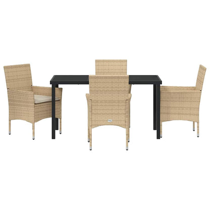 vidaXL Mobilier de jardin avec coussins 5 pcs Beige Résine tressée