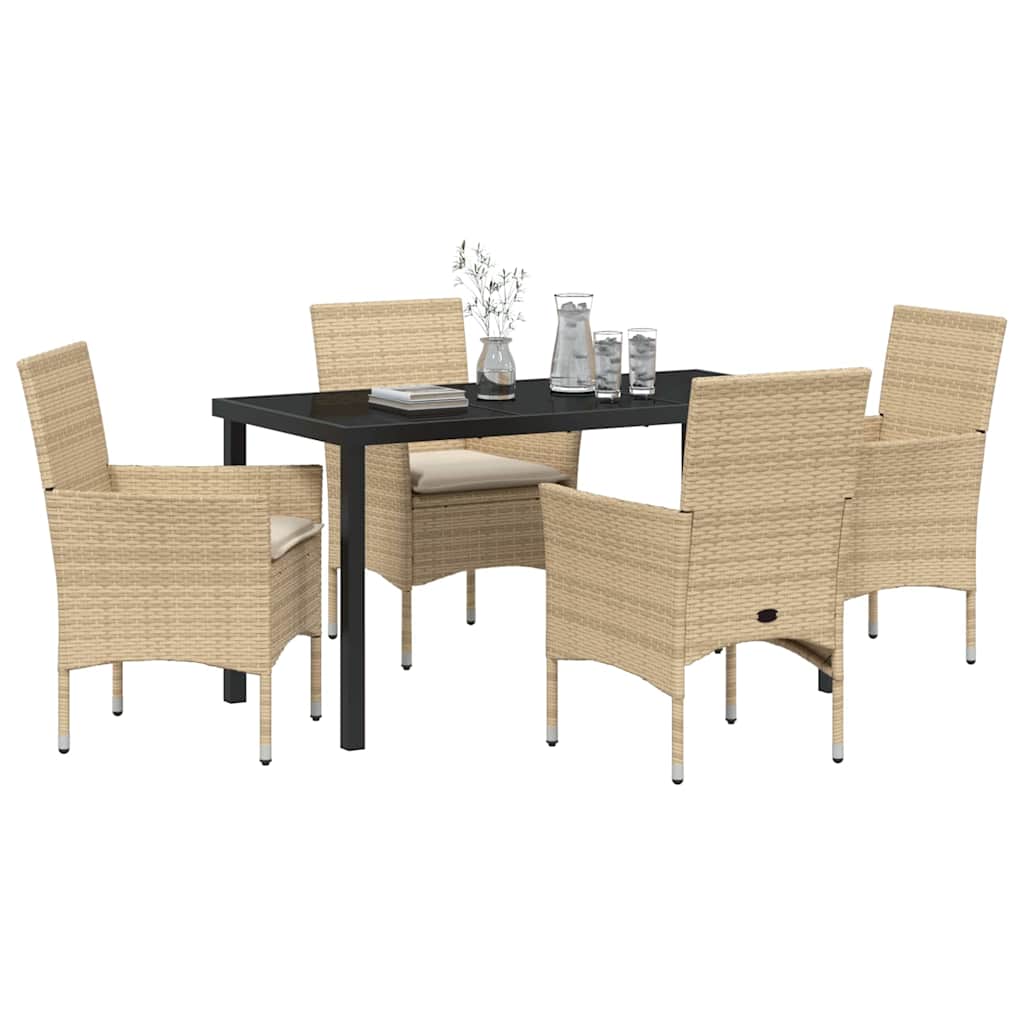 vidaXL Mobilier de jardin avec coussins 5 pcs Beige Résine tressée
