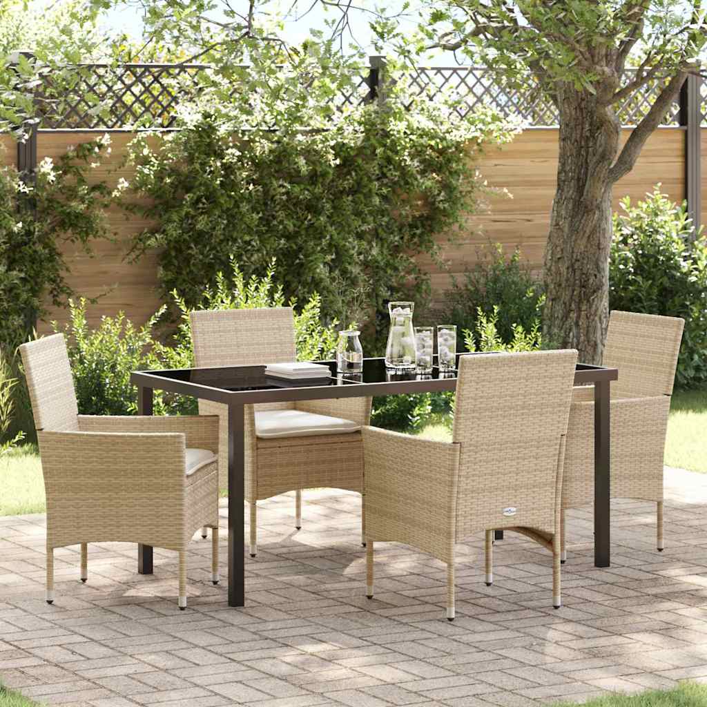 vidaXL Mobilier de jardin avec coussins 5 pcs Beige Résine tressée