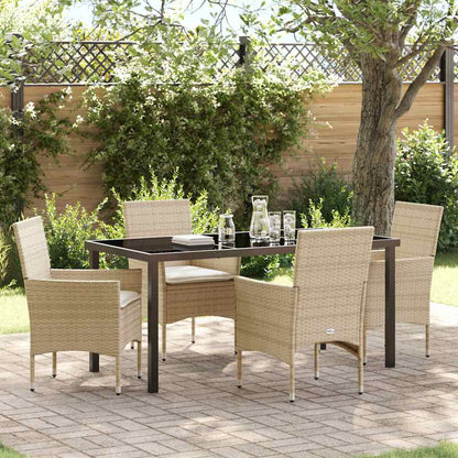 vidaXL Mobilier de jardin avec coussins 5 pcs Beige Résine tressée