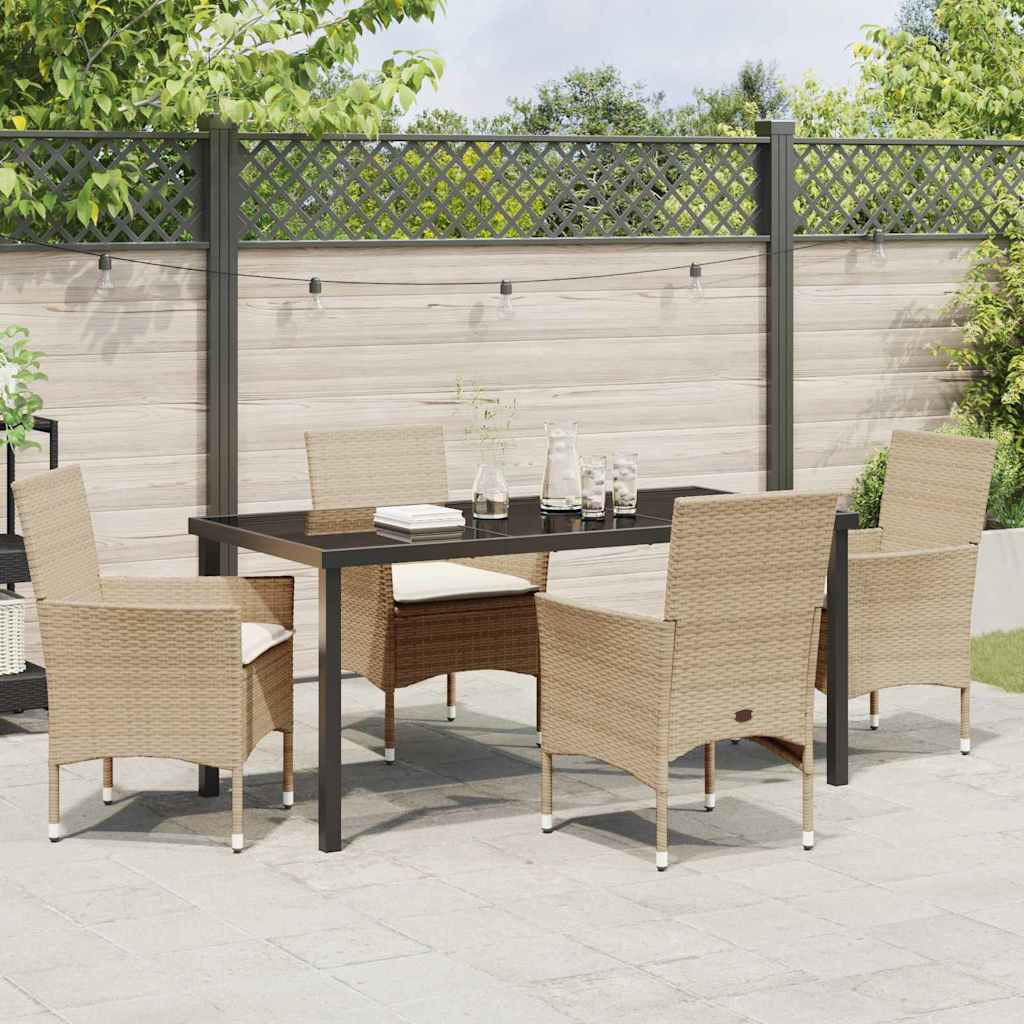 vidaXL Mobilier de jardin avec coussins 5 pcs Beige Résine tressée