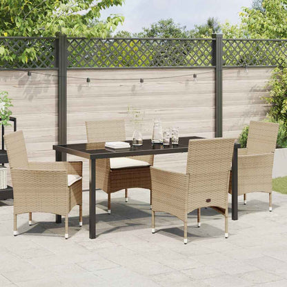 vidaXL Mobilier de jardin avec coussins 5 pcs Beige Résine tressée