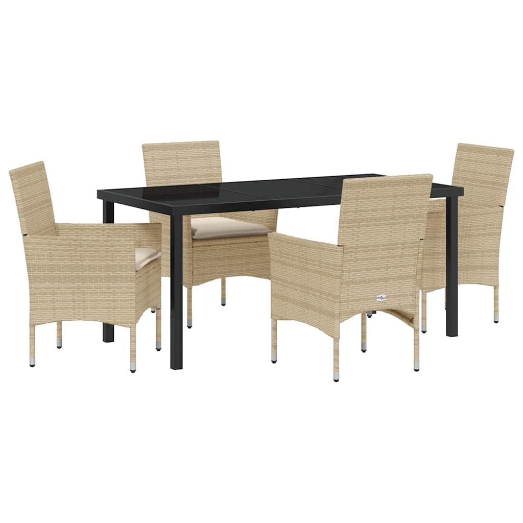 vidaXL Mobilier de jardin avec coussins 5 pcs Beige Résine tressée