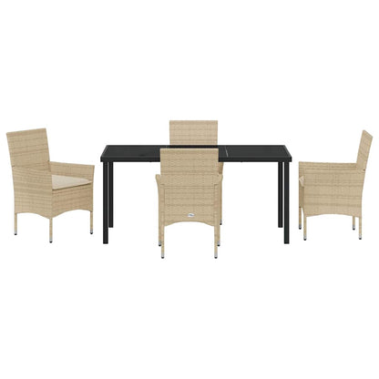 vidaXL Mobilier de jardin avec coussins 5 pcs Beige Résine tressée