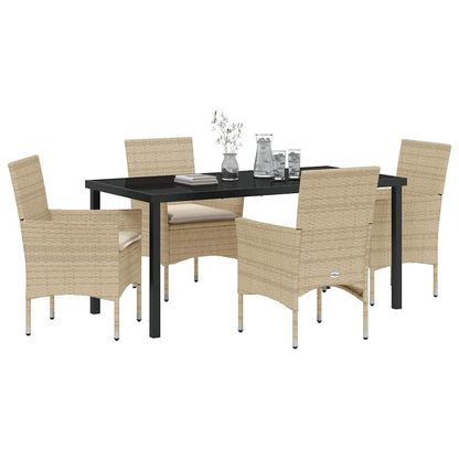 vidaXL Mobilier de jardin avec coussins 5 pcs Beige Résine tressée