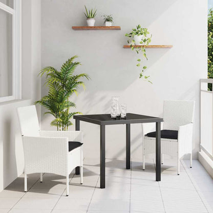 vidaXL Garten Essgruppe mit Kissen 3 pcs Weiß Poly-Rattan