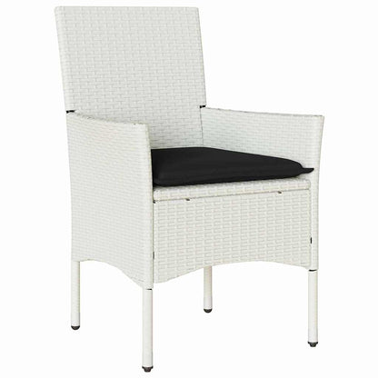 vidaXL Garten Essgruppe mit Kissen 3 pcs Weiß Poly-Rattan