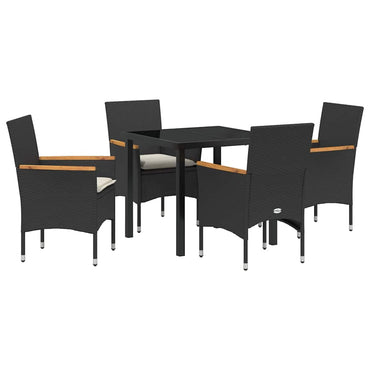 vidaXL Garten Essgruppe mit Kissen 5 pcs Schwarz Poly-Rattan