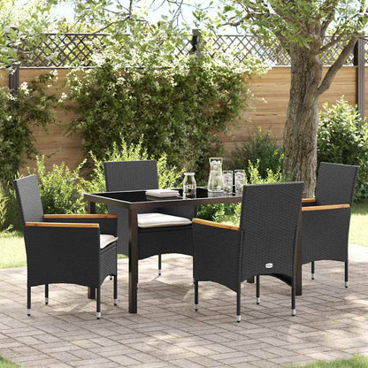 Garten Essgruppe mit Kissen 5 pcs Schwarz Poly-Rattan