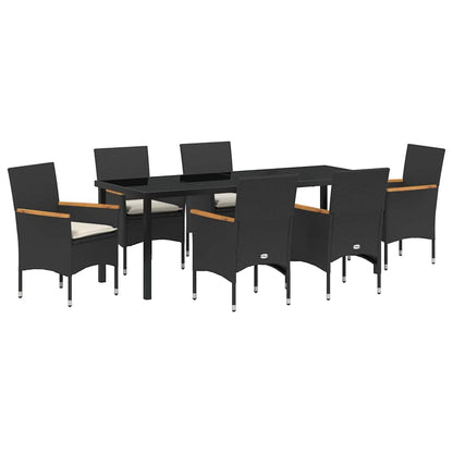 vidaXL Salon de salle à manger de jardin avec coussins 7 pcs Résine tressée noire
