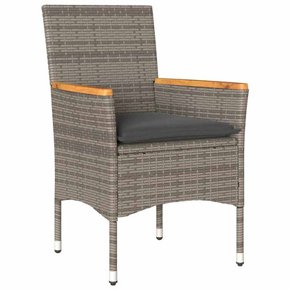 vidaXL Ensemble repas de jardin 3 pcs avec coussins gris résine tressée