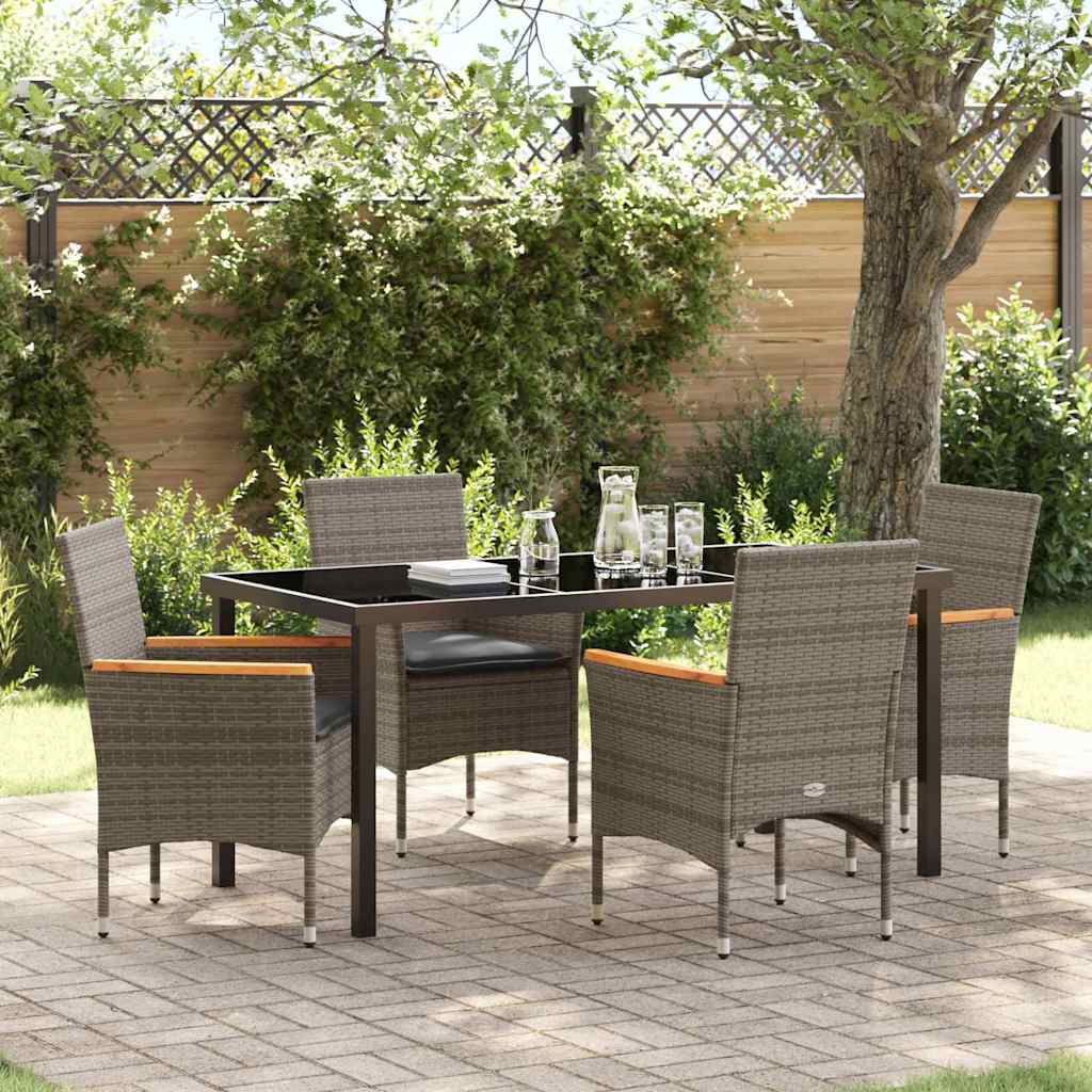 vidaXL Salon de jardin avec coussins 5 pcs Gris résine tressée