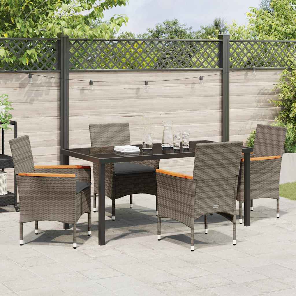 vidaXL Salon de jardin avec coussins 5 pcs Gris résine tressée