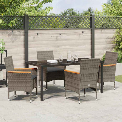 vidaXL Salon de jardin avec coussins 5 pcs Gris résine tressée